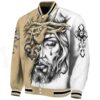 custom new orleans saints jesus tears gold white jacket best selling