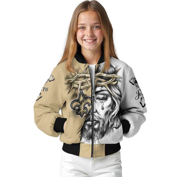 custom new orleans saints jesus tears gold white jacket top rated