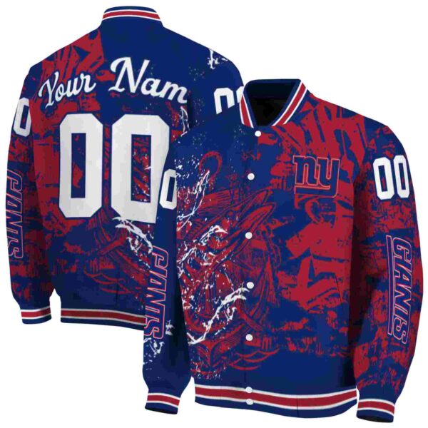 custom new york giants fishing art blue jacket fashion forward