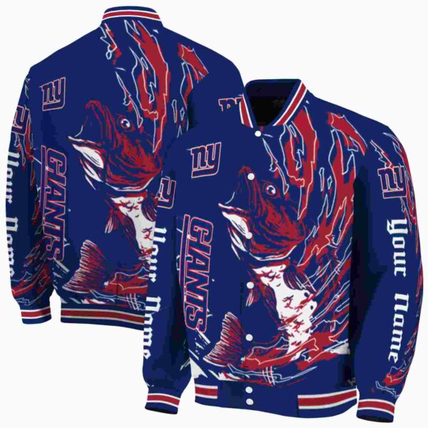 custom new york giants fishing passion blue white jacket fashion forward