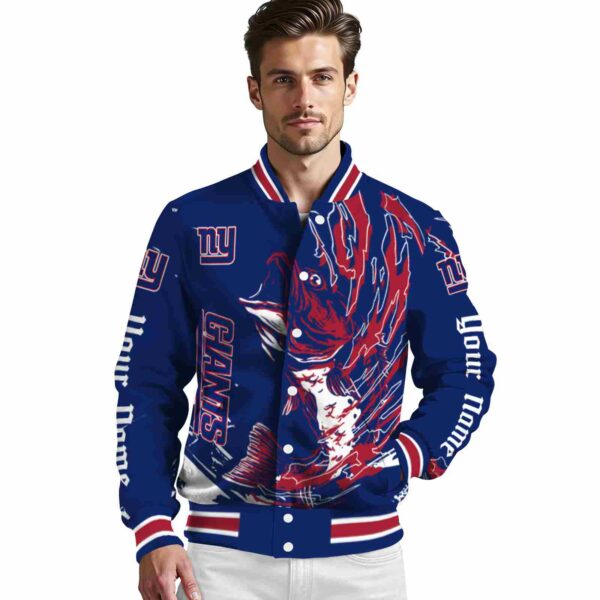 custom new york giants fishing passion blue white jacket high quality