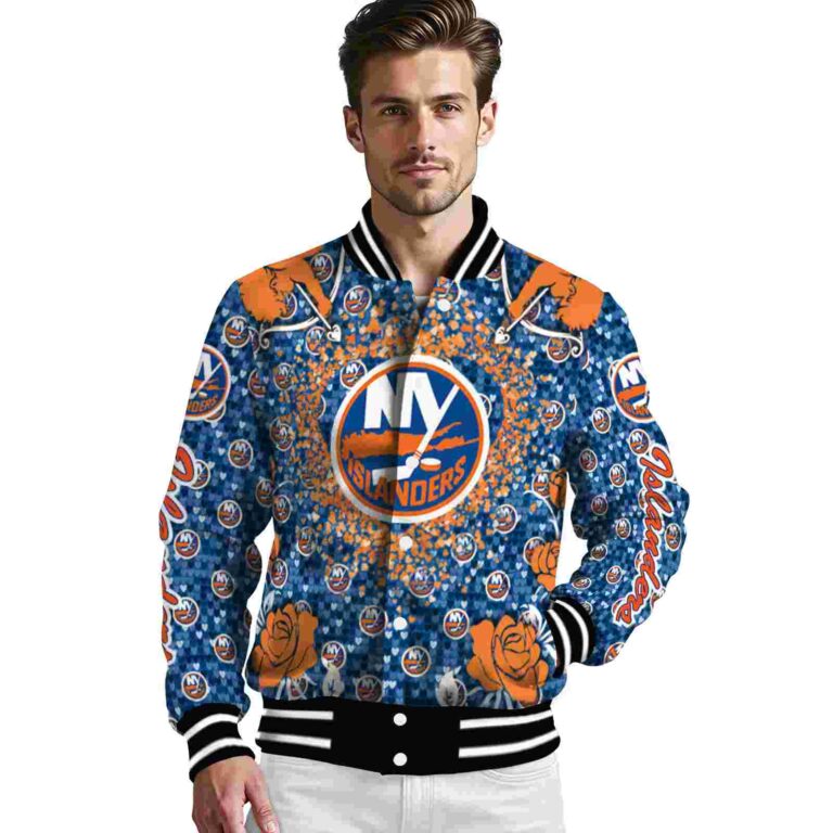 custom new york islanders heart explosion blue jacket high quality