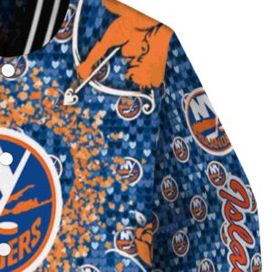 custom new york islanders heart explosion blue jacket premium grade