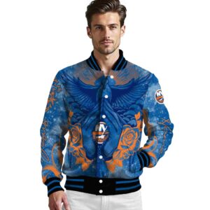 custom new york islanders praying hands blue jacket high quality
