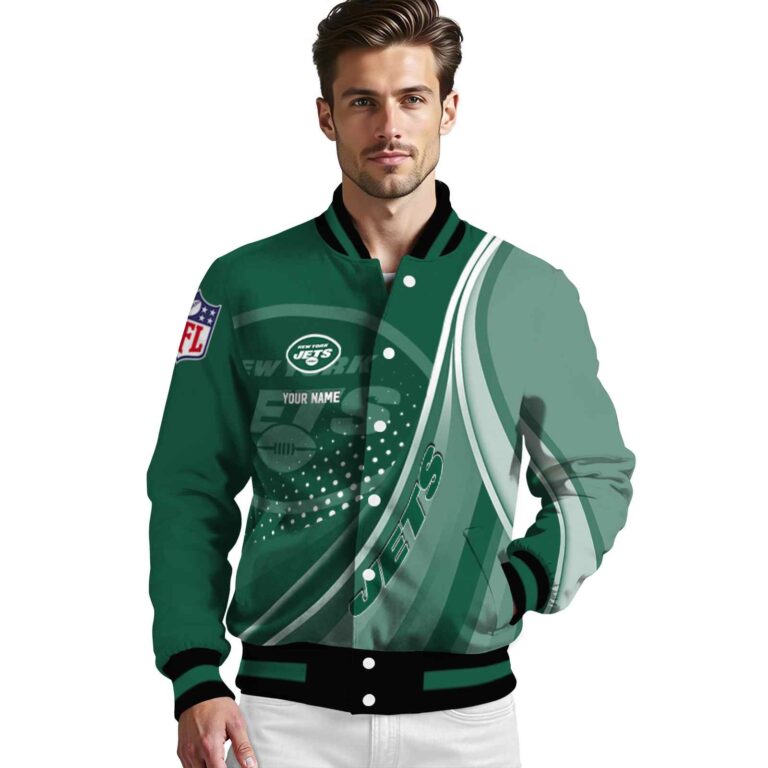 custom new york jets wave patterns green jacket high quality