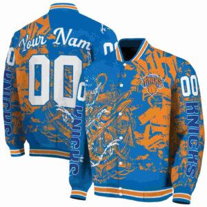custom new york knicks fishing art blue jacket fashion forward