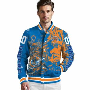 custom new york knicks fishing art blue jacket high quality