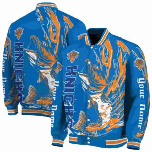 custom new york knicks fishing passion blue white jacket fashion forward