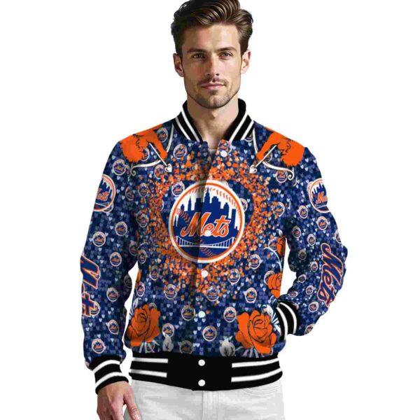 custom new york mets heart explosion blue jacket high quality