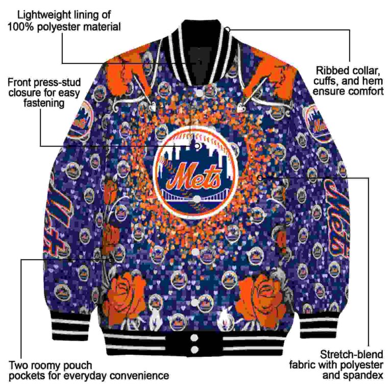 custom new york mets heart explosion blue jacket new arrival