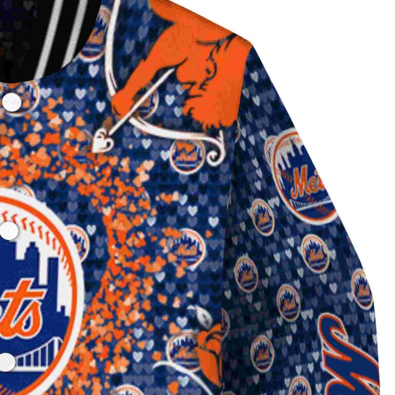 custom new york mets heart explosion blue jacket premium grade