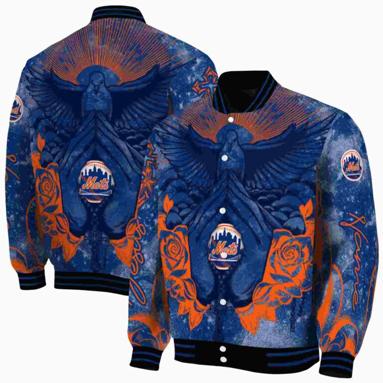 custom new york mets praying hands blue jacket fashion forward