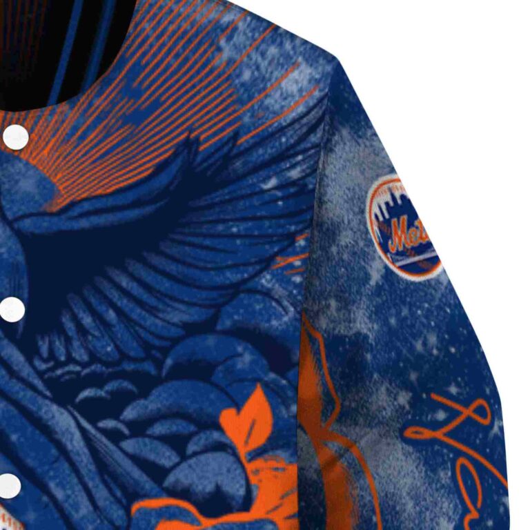 custom new york mets praying hands blue jacket premium grade