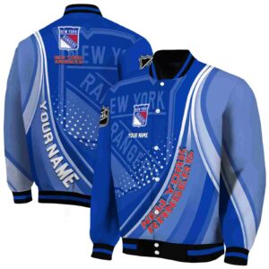 custom new york rangers wave patterns blue jacket fashion forward