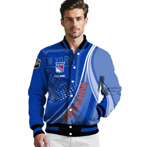 custom new york rangers wave patterns blue jacket high quality