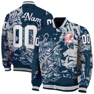 custom new york yankees fishing art navy jacket fashion forward