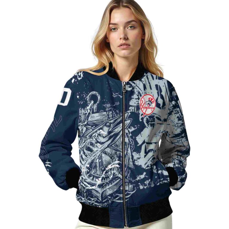 custom new york yankees fishing art navy jacket latest model