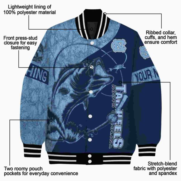 custom north carolina tar heels fishing rod navy blue jacket new arrival