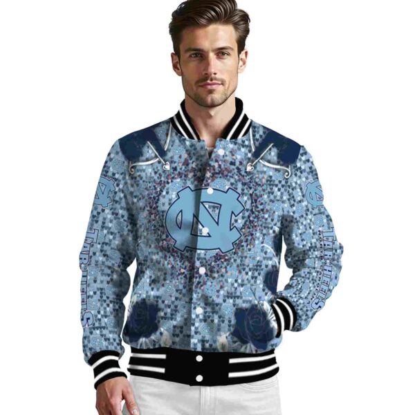 custom north carolina tar heels heart explosion light blue jacket high quality