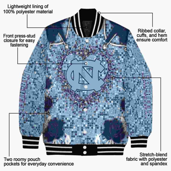 custom north carolina tar heels heart explosion light blue jacket new arrival