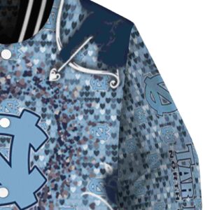 custom north carolina tar heels heart explosion light blue jacket premium grade
