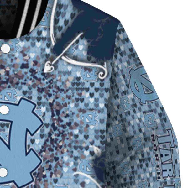 custom north carolina tar heels heart explosion light blue jacket premium grade