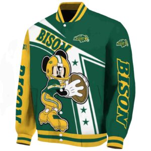custom north dakota state bison mickey football green white jacket best selling
