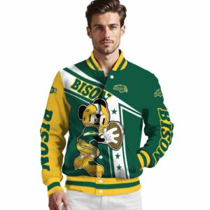 custom north dakota state bison mickey football green white jacket high quality