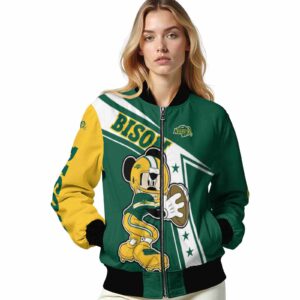 custom north dakota state bison mickey football green white jacket latest model