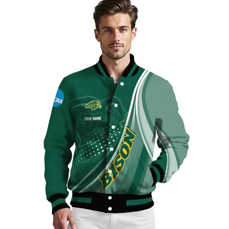 custom north dakota state bison wave patterns green jacket high quality