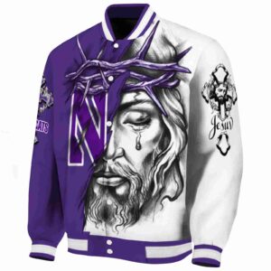 custom northwestern wildcats jesus tears purple white jacket best selling
