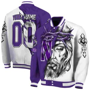 custom northwestern wildcats jesus tears purple white jacket fashion forward