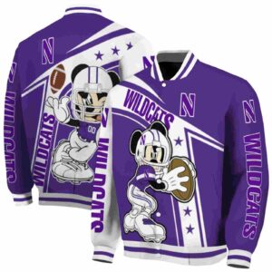 custom northwestern wildcats mickey football purple white jacket fashion forward