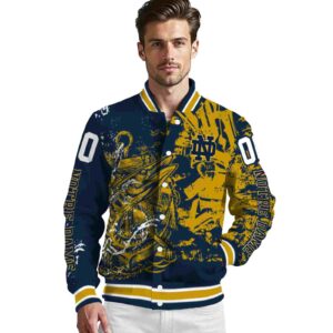 custom notre dame fighting irish fishing art navy jacket high quality