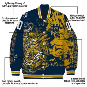 custom notre dame fighting irish fishing art navy jacket new arrival
