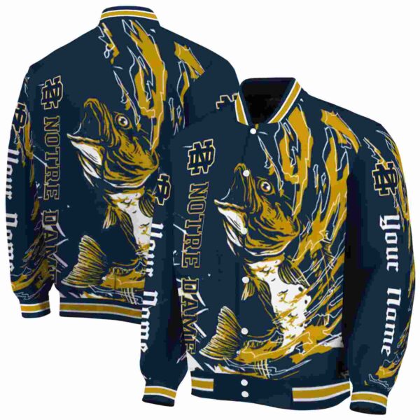 custom notre dame fighting irish fishing passion navy white jacket fashion forward