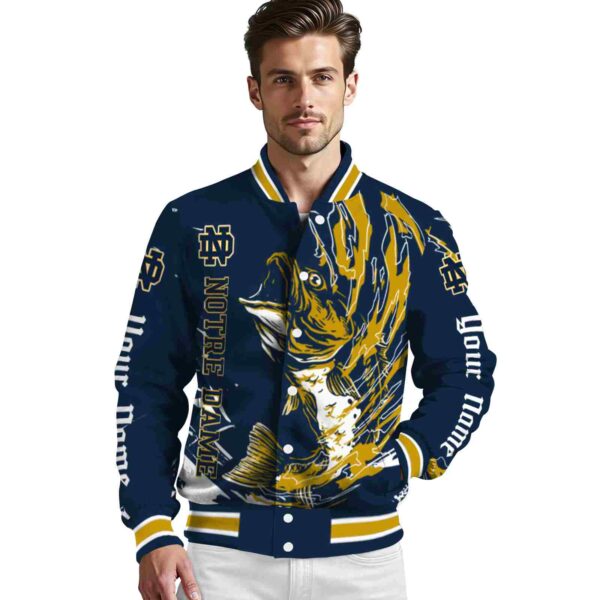 custom notre dame fighting irish fishing passion navy white jacket high quality