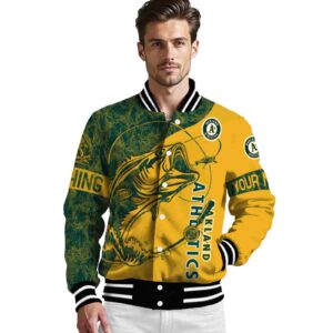 custom oakland athletics fishing rod gold jacket high quality