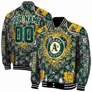 custom oakland athletics heart explosion green jacket fashion forward