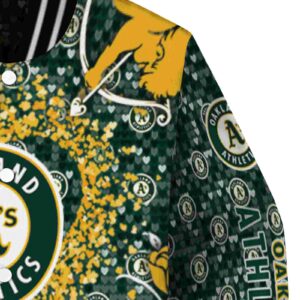 custom oakland athletics heart explosion green jacket premium grade