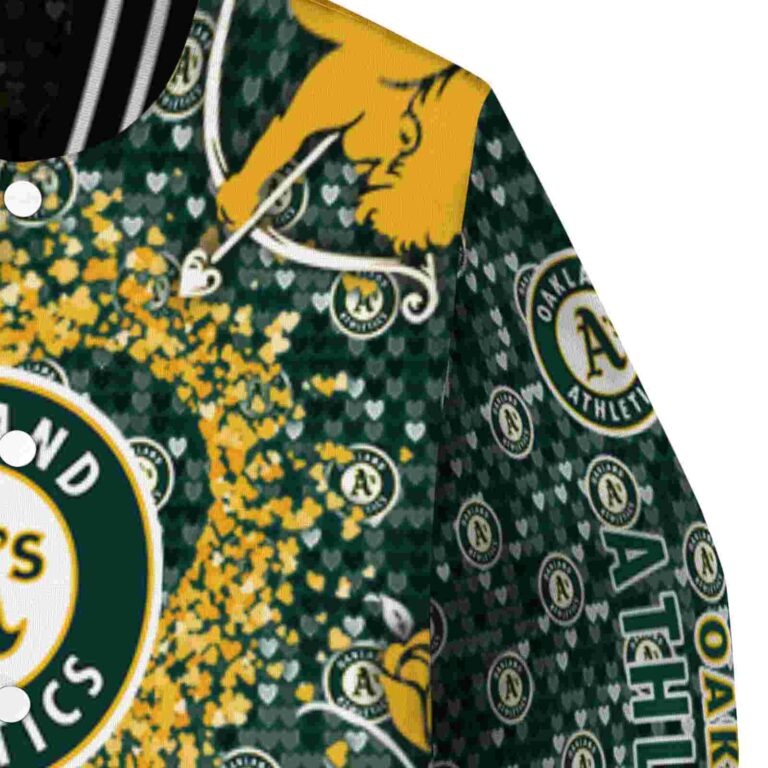 custom oakland athletics heart explosion green jacket premium grade