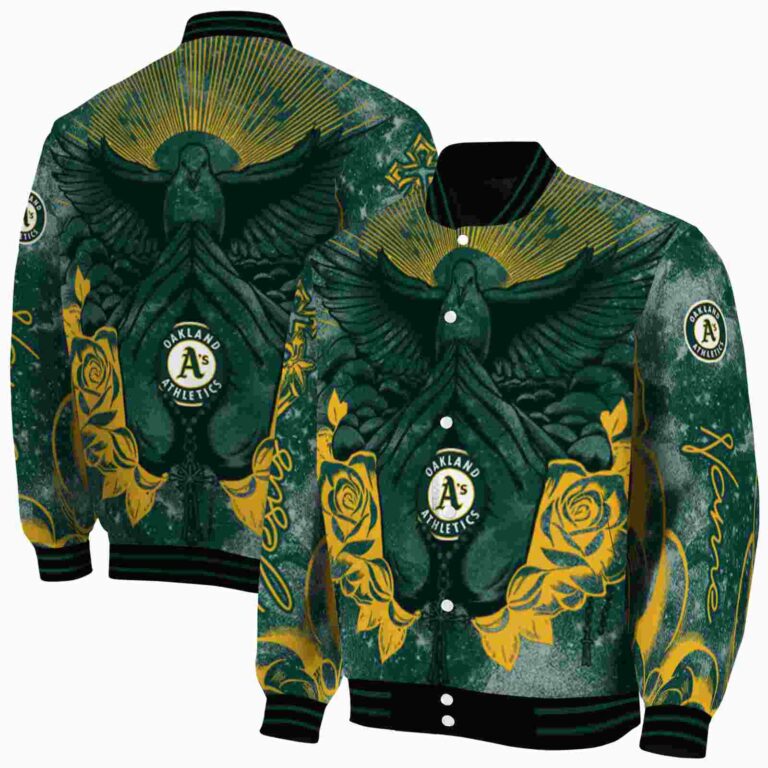 custom oakland athletics praying hands green jacket fashion forward