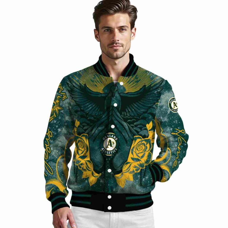 custom oakland athletics praying hands green jacket high quality