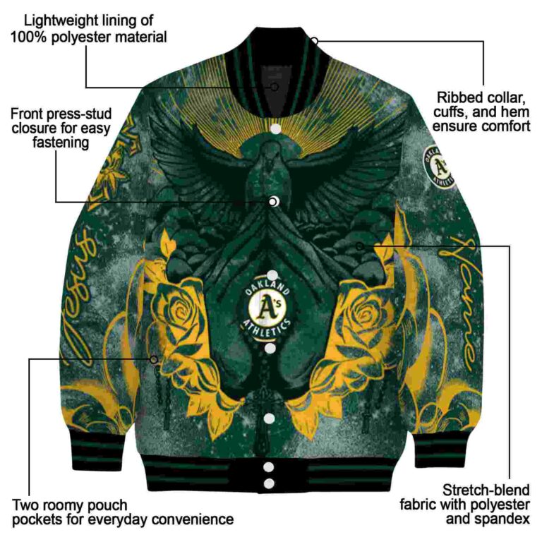 custom oakland athletics praying hands green jacket new arrival