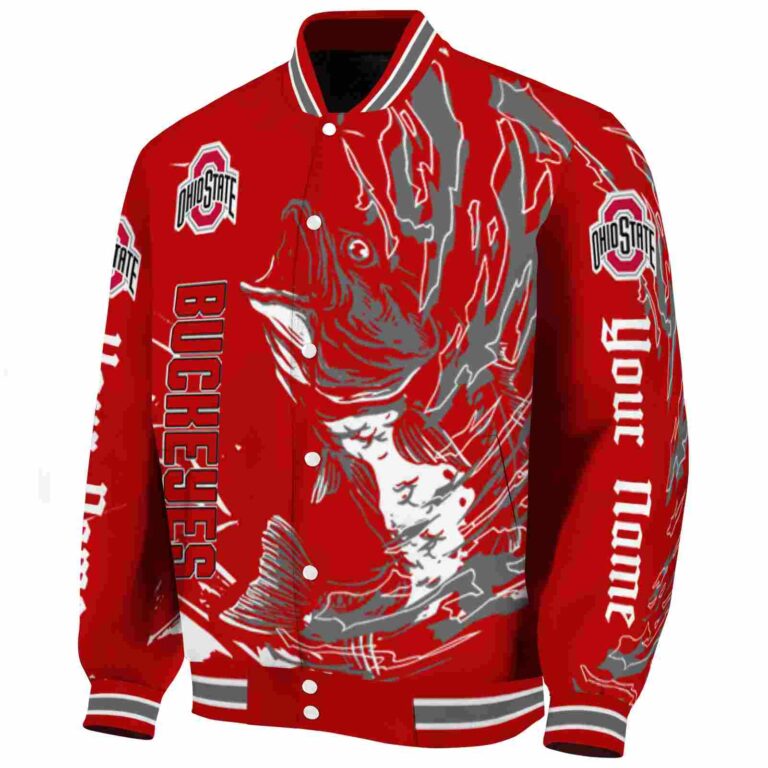 custom ohio state buckeyes fishing passion scarlet white jacket best selling
