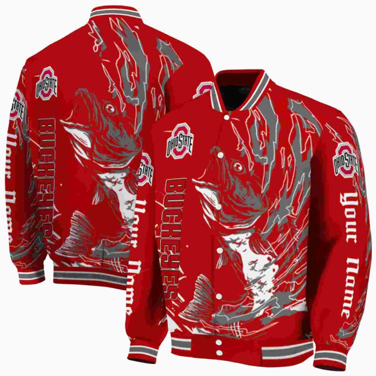 custom ohio state buckeyes fishing passion scarlet white jacket fashion forward