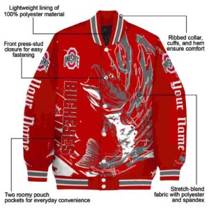 custom ohio state buckeyes fishing passion scarlet white jacket new arrival