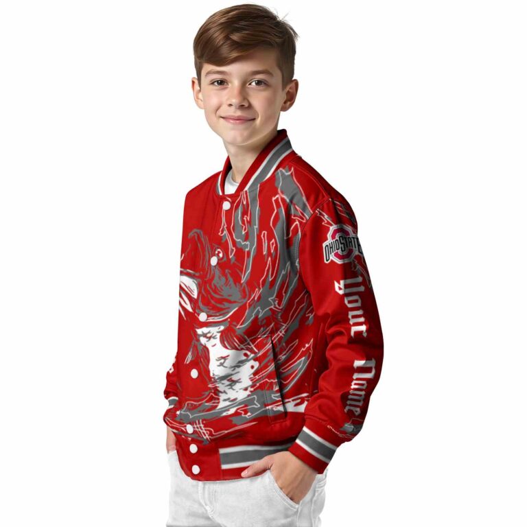 custom ohio state buckeyes fishing passion scarlet white jacket trendy