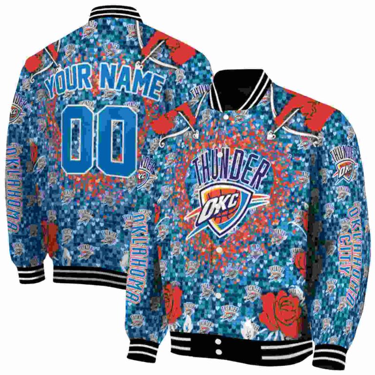 custom oklahoma city thunder heart explosion blue jacket fashion forward