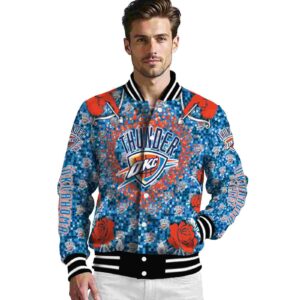custom oklahoma city thunder heart explosion blue jacket high quality